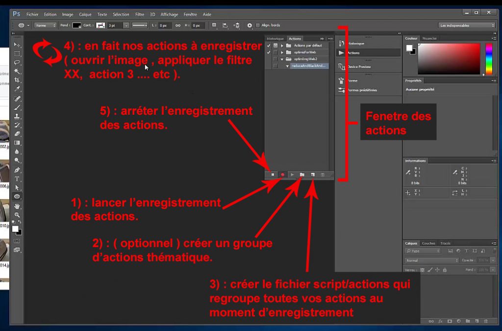 Traitement par lot rapide et automatique de plusieurs images / Etape 01 de l’enregistrement des actions